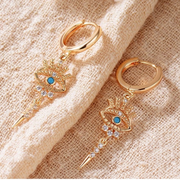 MYEARS Women Gold Huggie Hoop Earrings Dangle Drop 14K Gold Filled - Picture 2 of 7